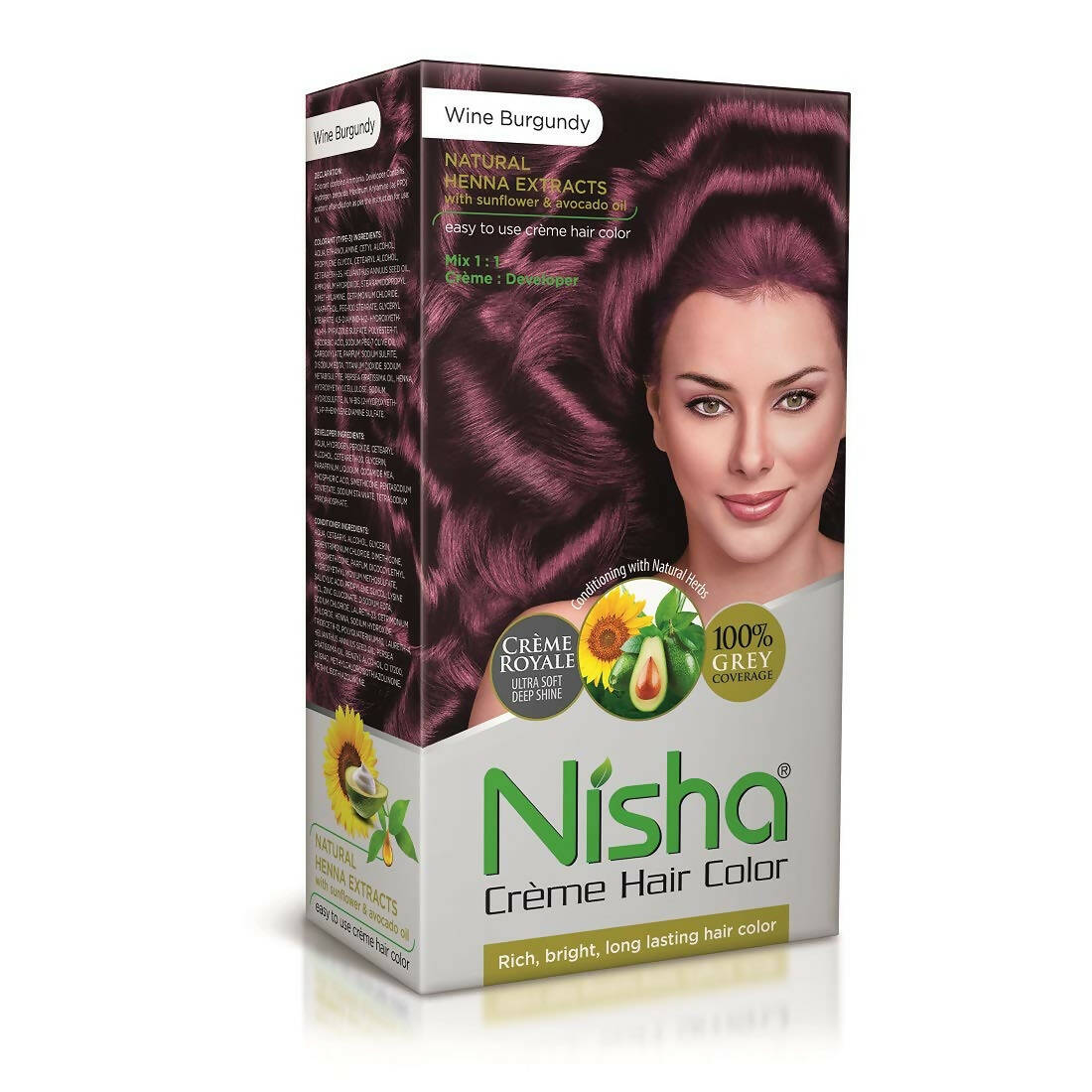 Nisha Creme Hair Color Wine Burgundy | Grocsy
