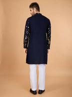 Vastranavya Navy Blue Exclusive Festival Wear Pure Viscose Rayon Embroidered Sequence Work Kurta | Grocsy