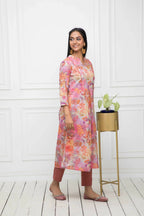 Myshka Multi Floral Women Cotton A-Line Round Neck Kurtas | Grocsy