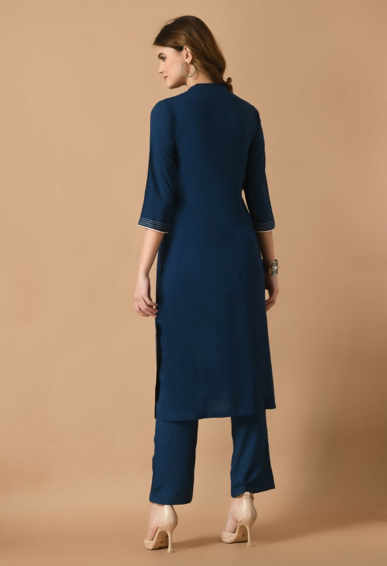 Joban Fashion Navy Cotton Rayon Kurta Set | Grocsy