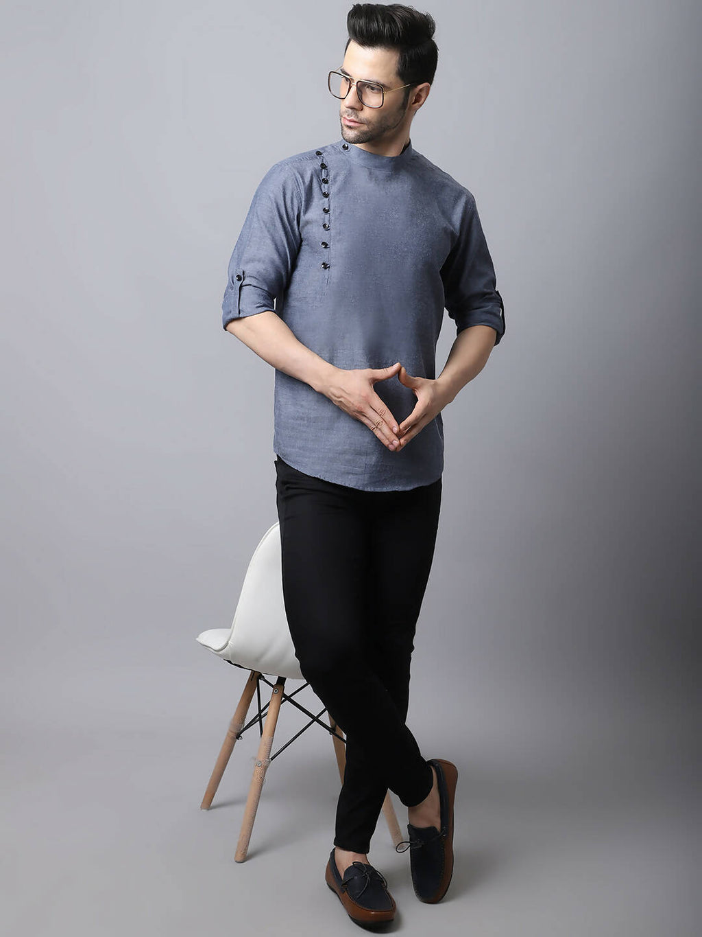 Even Apparels Grey Pure Cotton Men's Kurta With Side Placket | Grocsy