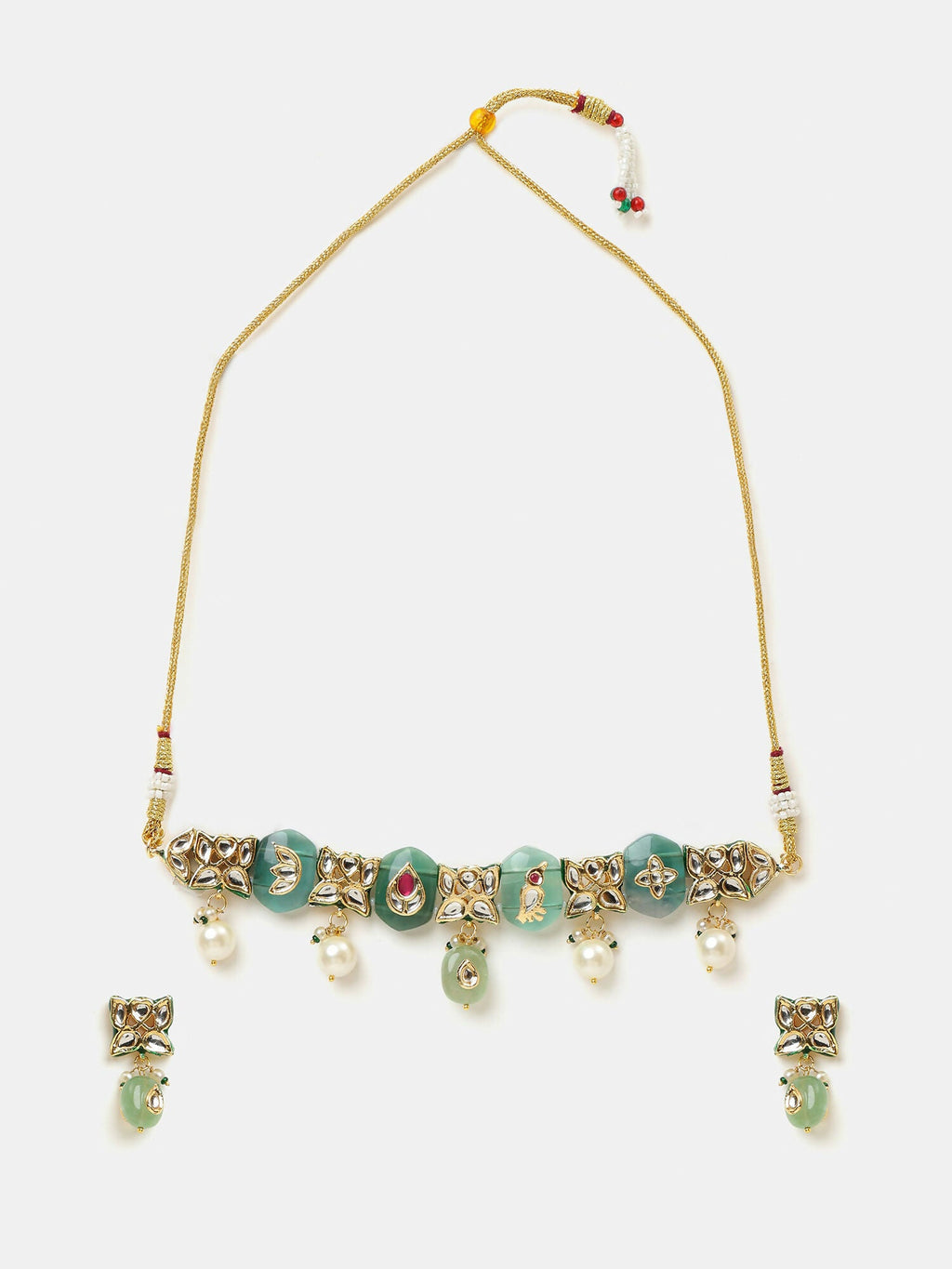 Ruby Raang Antique Kundan Stone Work Jewellery Set | Grocsy