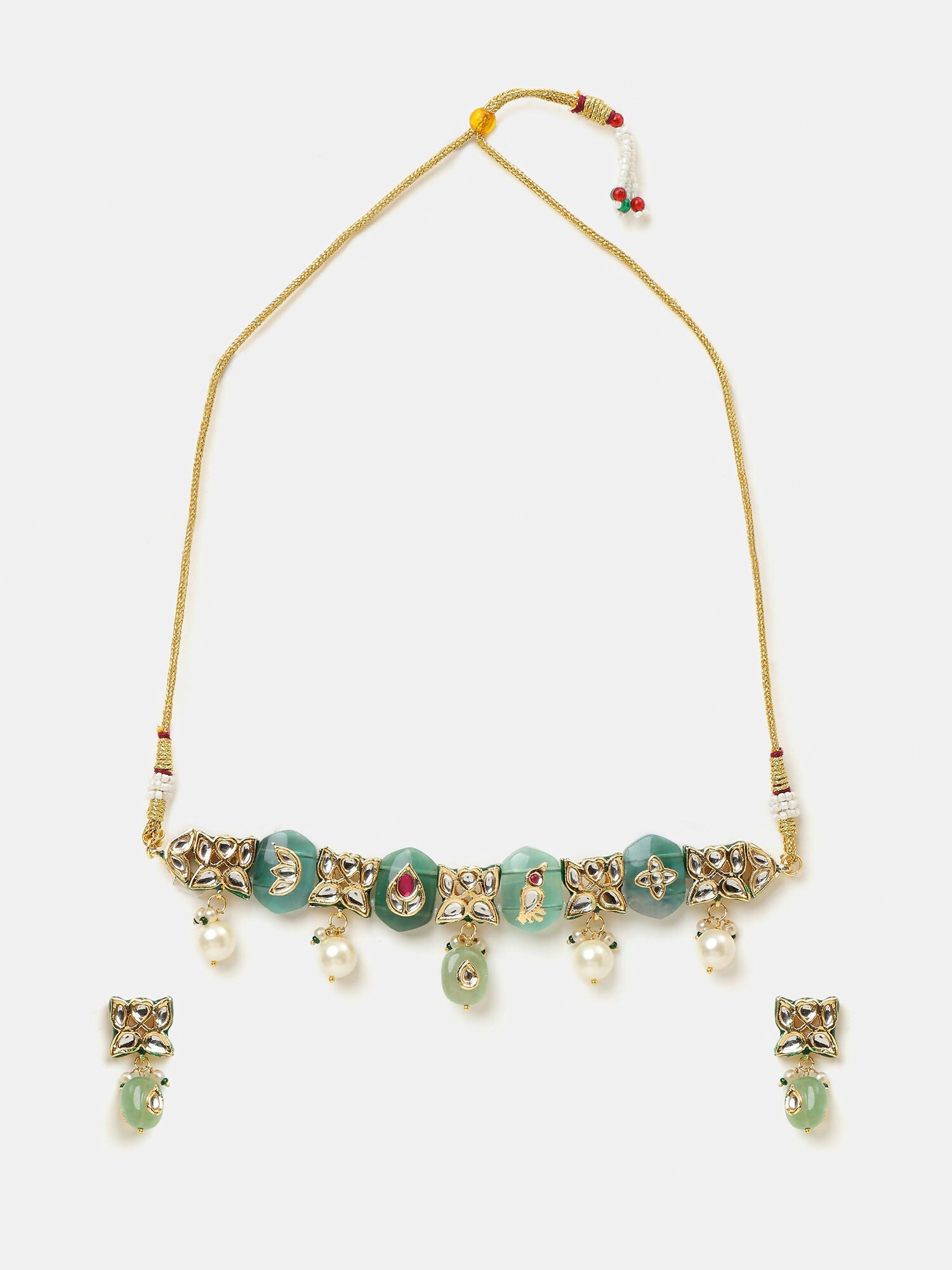 Ruby Raang Antique Kundan Stone Work Jewellery Set | Grocsy