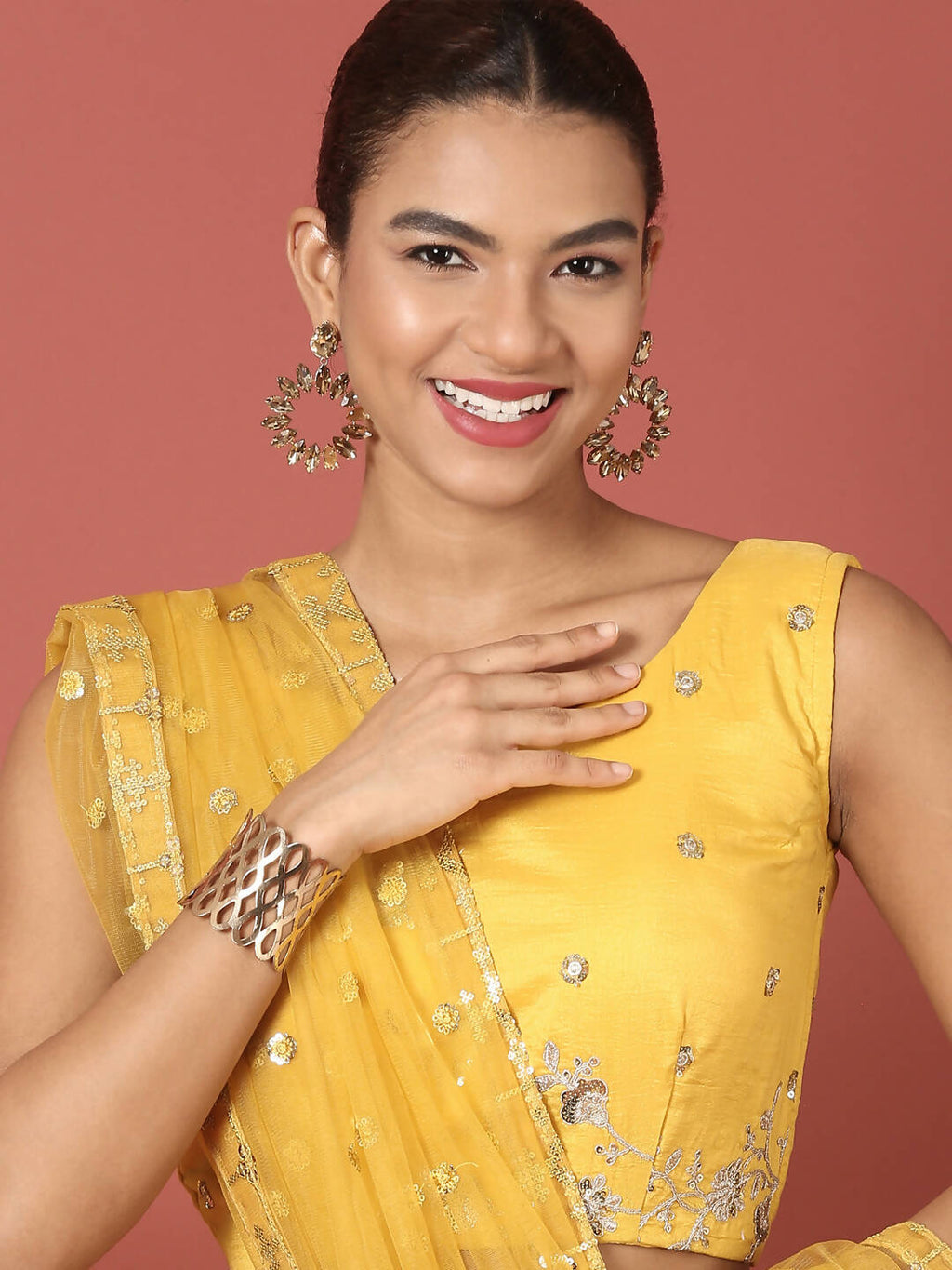 House of Panchhi Mustard Net Sequinse Work Lehenga & Blouse, Dupatta | Grocsy