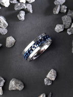 NVR Men's Rhodium Plated Stainless Steel Finger Ring | Grocsy