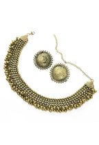 Mominos Fashion Johar Kamal Oxidised Gold-Polished Brass Finish Ghungroo Design Choker Set | Grocsy