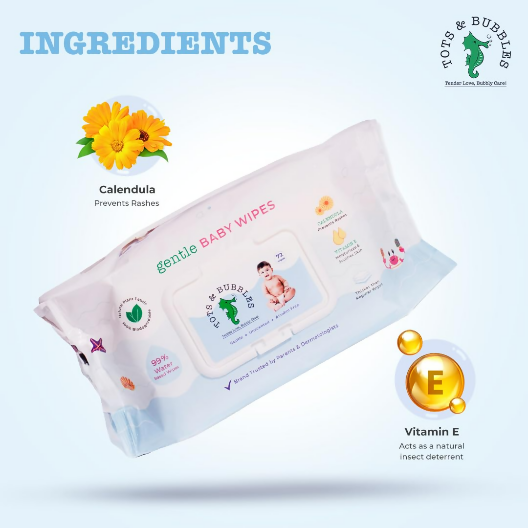 Tots & Bubbles 99% Water Baby Wet Wipes with Lid | Grocsy