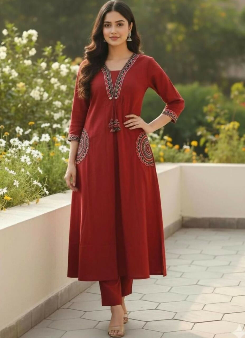 Miravan Womens Brown Straight Kurta Set | Grocsy