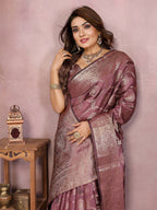 Aastha Fashion Purple Soft Organza Silk Weaving Saree | Grocsy