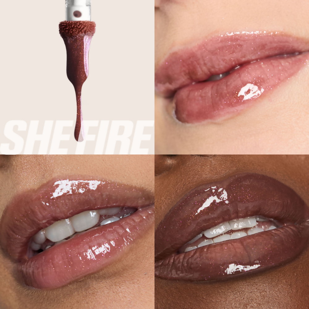 Huda Beauty Icy Nude Faux Filler Lip Gloss - She Fire | Grocsy