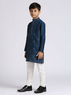 Joban Fashion Kids Island Traditional Ethnic Wear with Silk Sequence Embroidery Full Sleeves Kurta and Pyjama Set - Blue | Grocsy