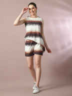 Myshka Women's Multi Printed Round Neck Party Top With Shorts Co-ord set | Grocsy