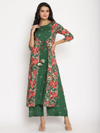 Ahalyaa Women's Green Rayon Printed Kurta Palazzo Set | Grocsy