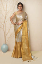 Joban Fashion Light Beige Tissue Saree | Grocsy