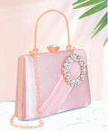 Joban Fashion Luxurious Satin Evening Clutch With Detachable Chain Strap - Baby Pink | Grocsy