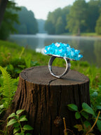 Inhanns Rang-E-Roshan Adjustable Ring – Handmade Crystal Statement Ring - Sky Blue Small | Grocsy