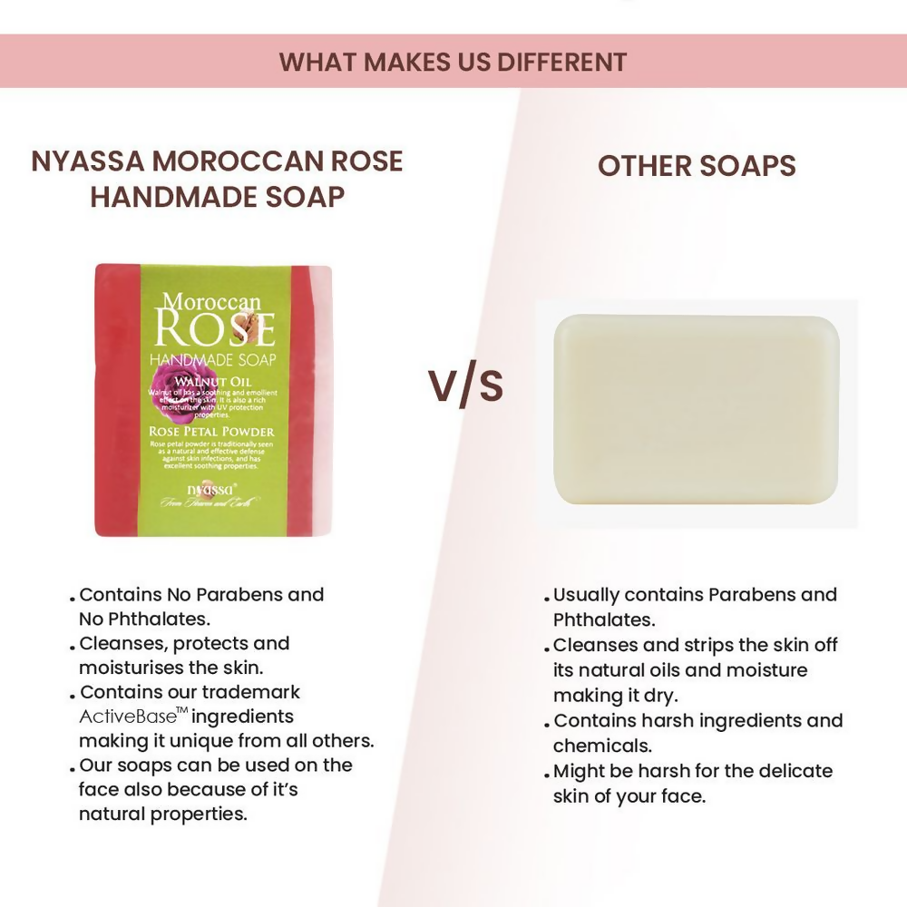 Nyassa Moroccan Rose Soap Walnut Oil & Rose Powder | Grocsy
