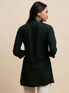 Dark Green Rayon Embroidered Top - Tarini | Grocsy