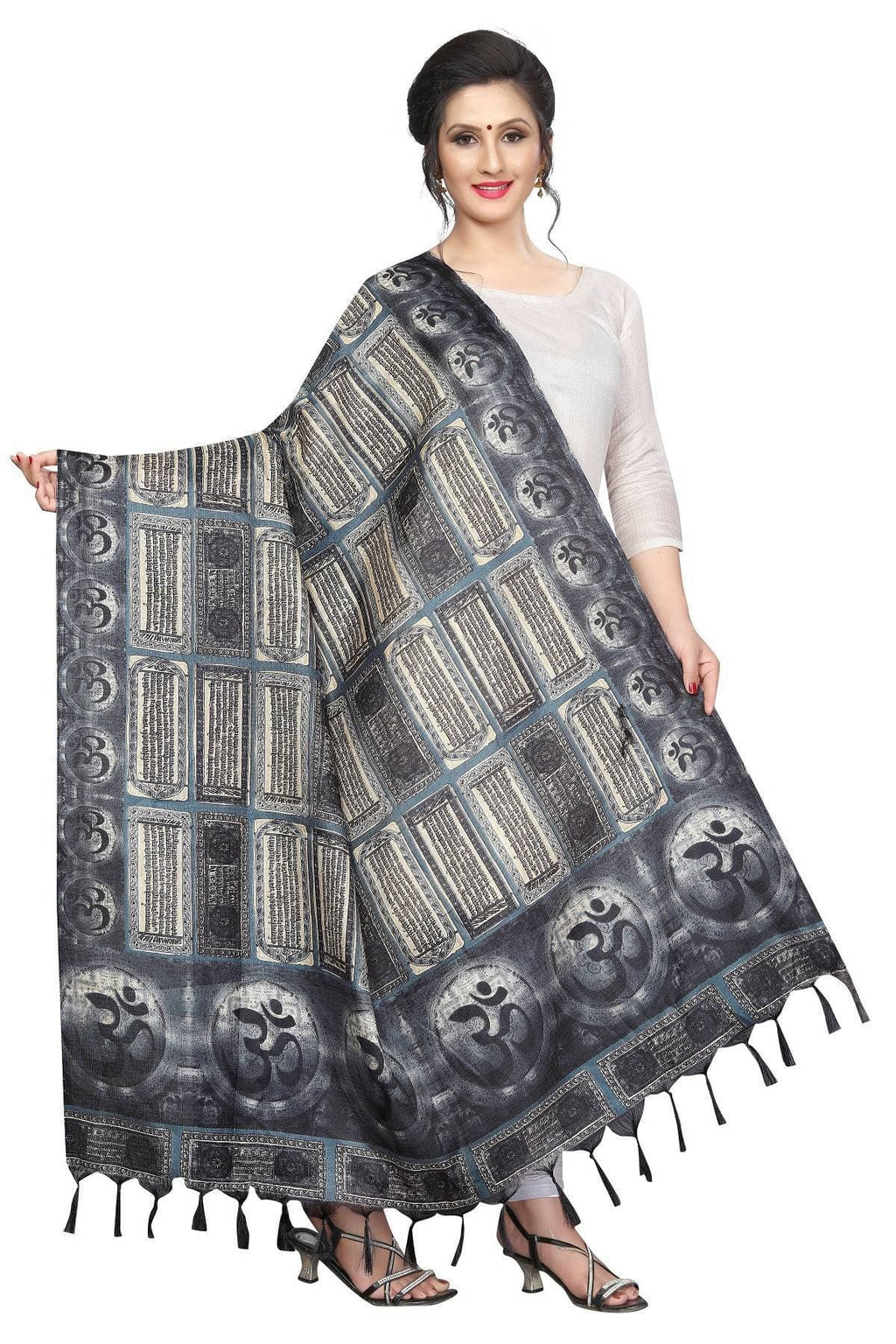 Vamika Trending Navy Printed Khadi Bhagalpuri Dupatta | Grocsy
