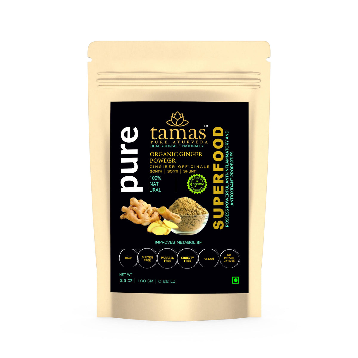 Tamas Pure Ayurveda Superfood Organic Ginger Powder | Grocsy