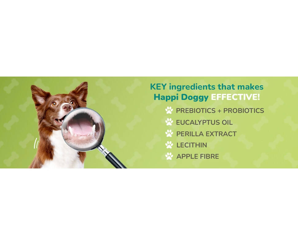 Happi Doggy Dental Chew Care Hip & Joint Support Rosehip & Okra | Grocsy