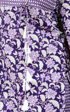 Miravan Women's Floral Block Printed Purple Angrakha Kurta And Palazzo With Dupatta Set | Grocsy