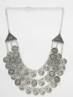 NVR Women's 3 Layered Artificial Beads German Silver Oxidised Necklace | Grocsy