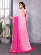 Designer Partywear Pink Georgette Fancy Saree - Kanak | Grocsy