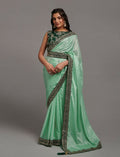 PR Fashion Pista Chinon Embroidery Lace Saree | Grocsy
