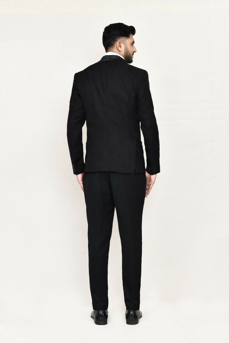 Joban Fashion Black Colored Satin Silk Fabric Coat,Shirt, Pant And Bow | Grocsy