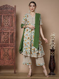 Myshka Women's Multi Anarkali Kurta & Palazzos With Dupatta | Grocsy