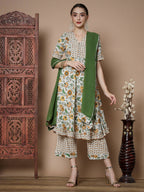 Myshka Women's Multi Anarkali Kurta & Palazzos With Dupatta | Grocsy