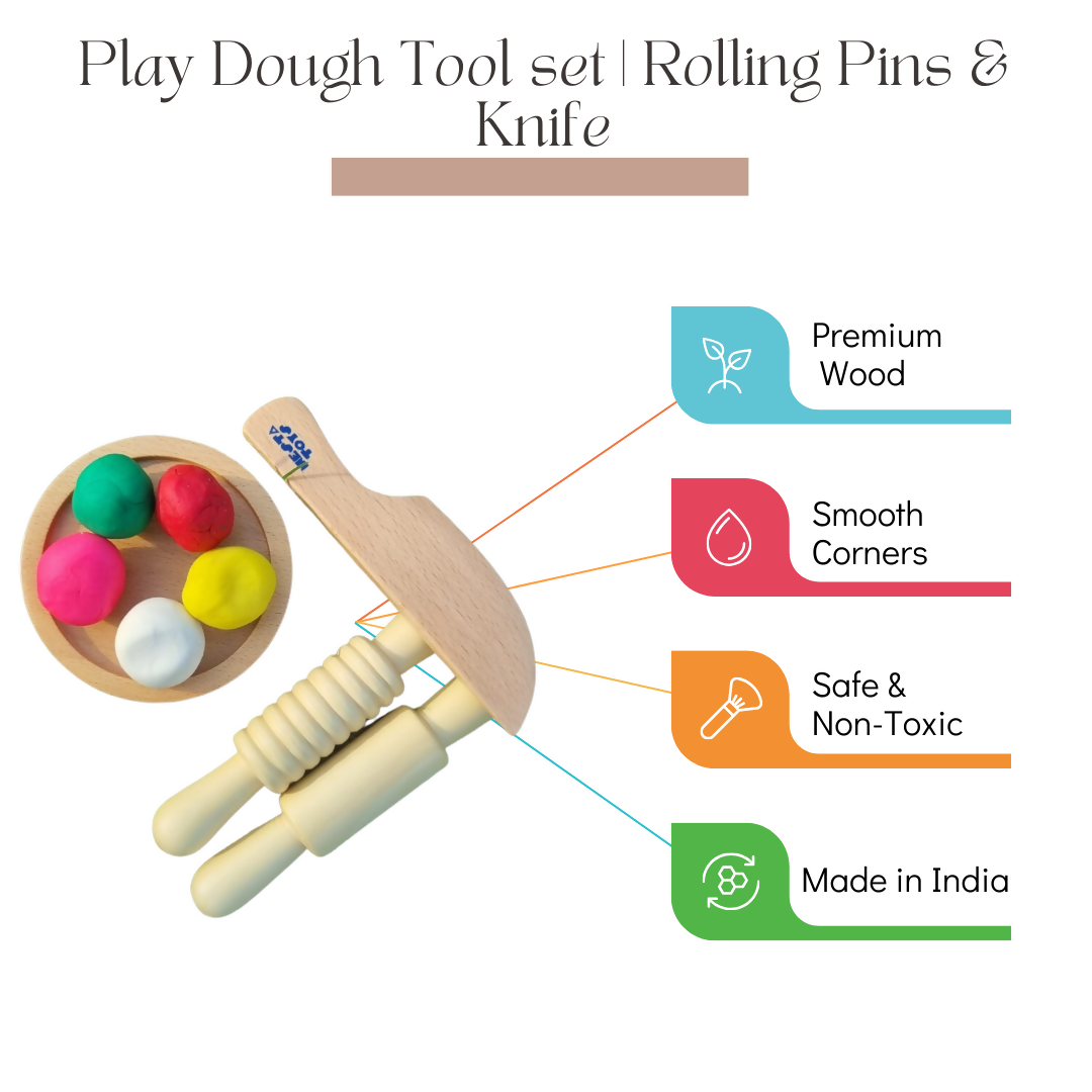 Nesta Toys Play Dough Tools, Wooden Tools for Clay, Montessori Toys (18 Months +) | Grocsy