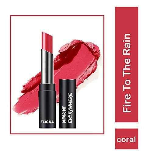 FLiCKA Wear Me Everywhere Creamy Matte Lipstick Fire To The Rain - Peach | Grocsy