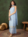 Sangria Sequined Straight Kurta & Sharara With Dupatta | Grocsy