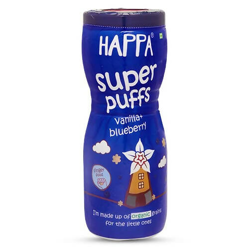 Happa Multigrain Vanilla & Blueberry Melts Super Puffs (8 Months+) | Grocsy
