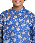 Manet Boys Full Sleeves Flower Printed Ethnic Shirt - Blue | Grocsy