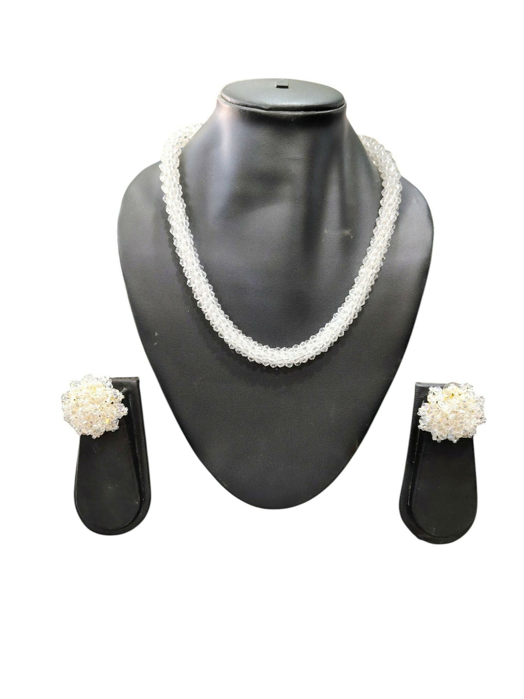Inhanns Noor-E-Jalwa – Handmade Crystal Bead Necklace / Necklace With Earrings -Adjustable - White | Grocsy