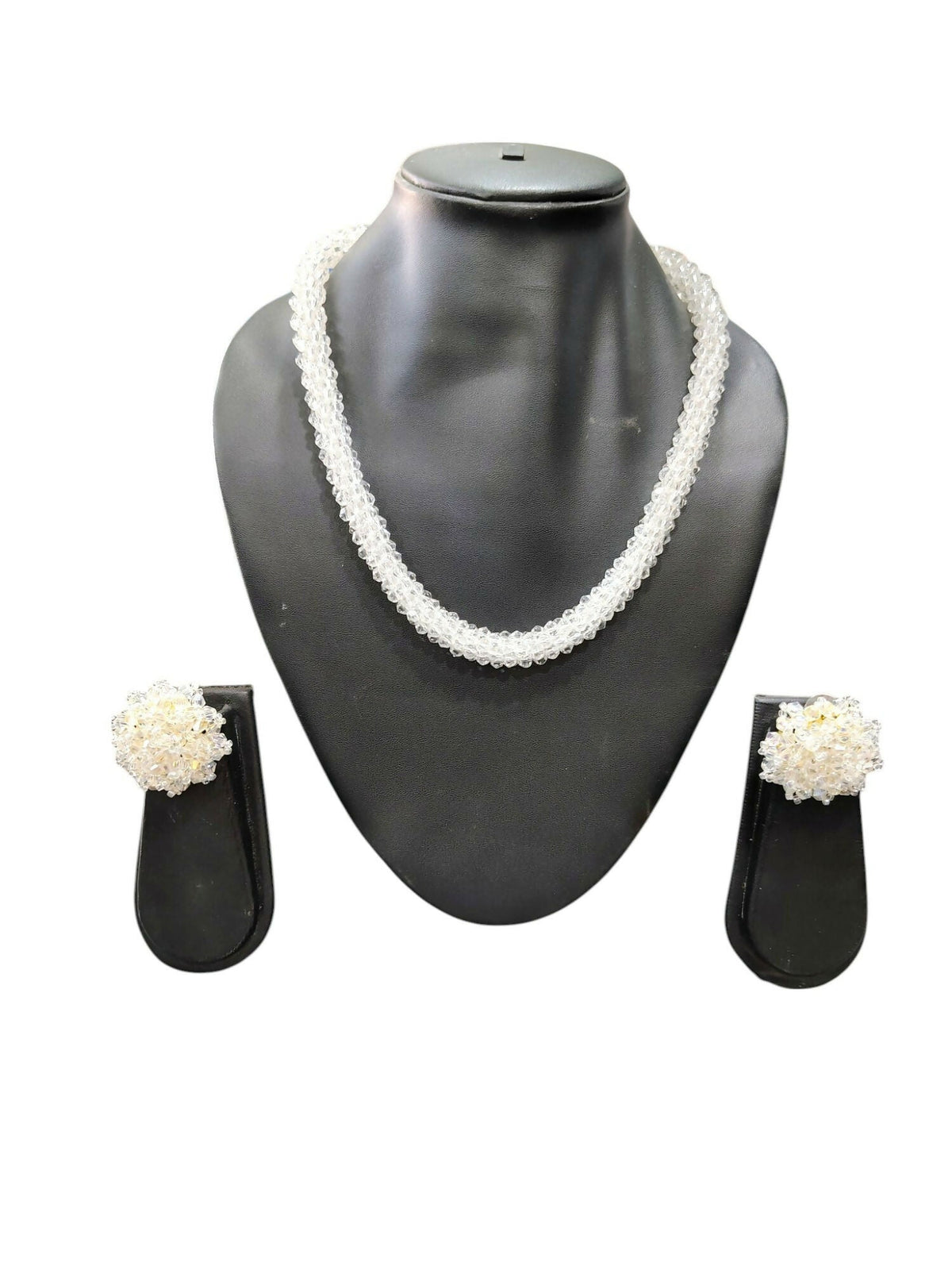 Inhanns Noor-E-Jalwa – Handmade Crystal Bead Necklace / Necklace With Earrings -Adjustable - White | Grocsy