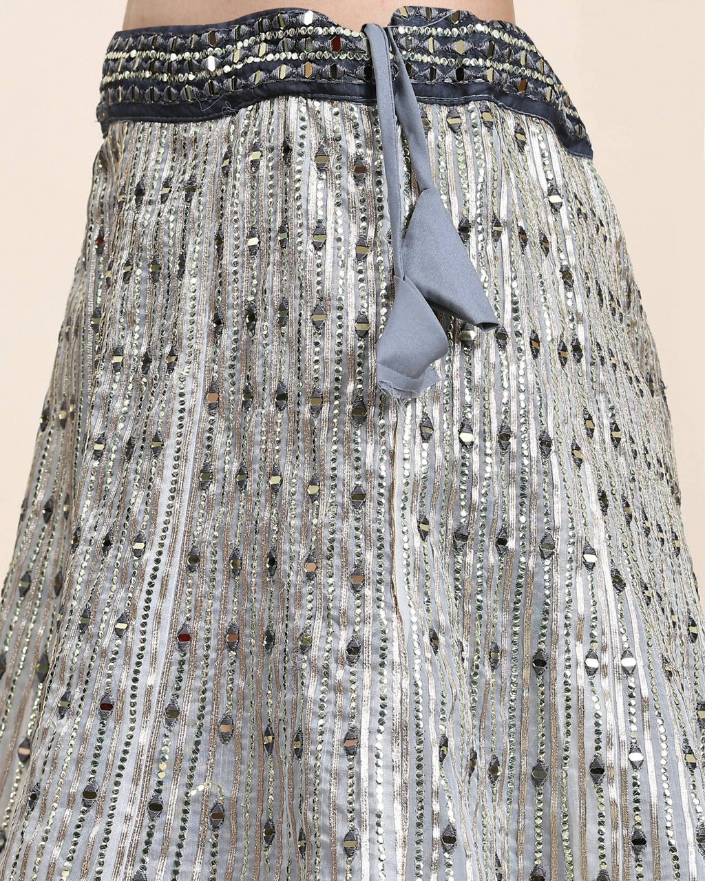 Grey Organza Mirror With Coding Work Lehenga Choli with Dupatta - Tanya | Grocsy