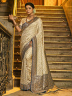 Shree Shyam Fashion Rajvastra Navy Blue Banarasi Silk Saree | Grocsy