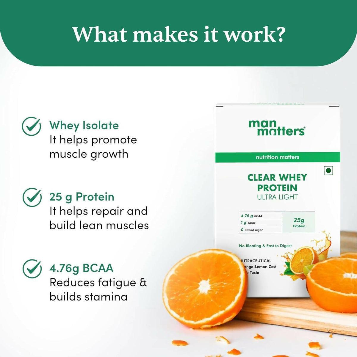 Man Matters Clear Whey Protein Powder - Orange Flavor | Grocsy