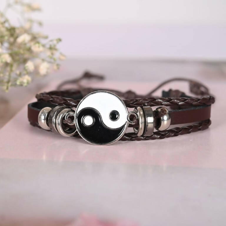 NVR Men Leather Wraparound Bracelet