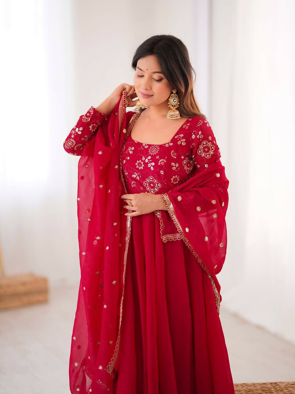 Teeya Creation New Trendy Stylish Real Mirror Work With Lace Border Pink Kurta Set | Grocsy