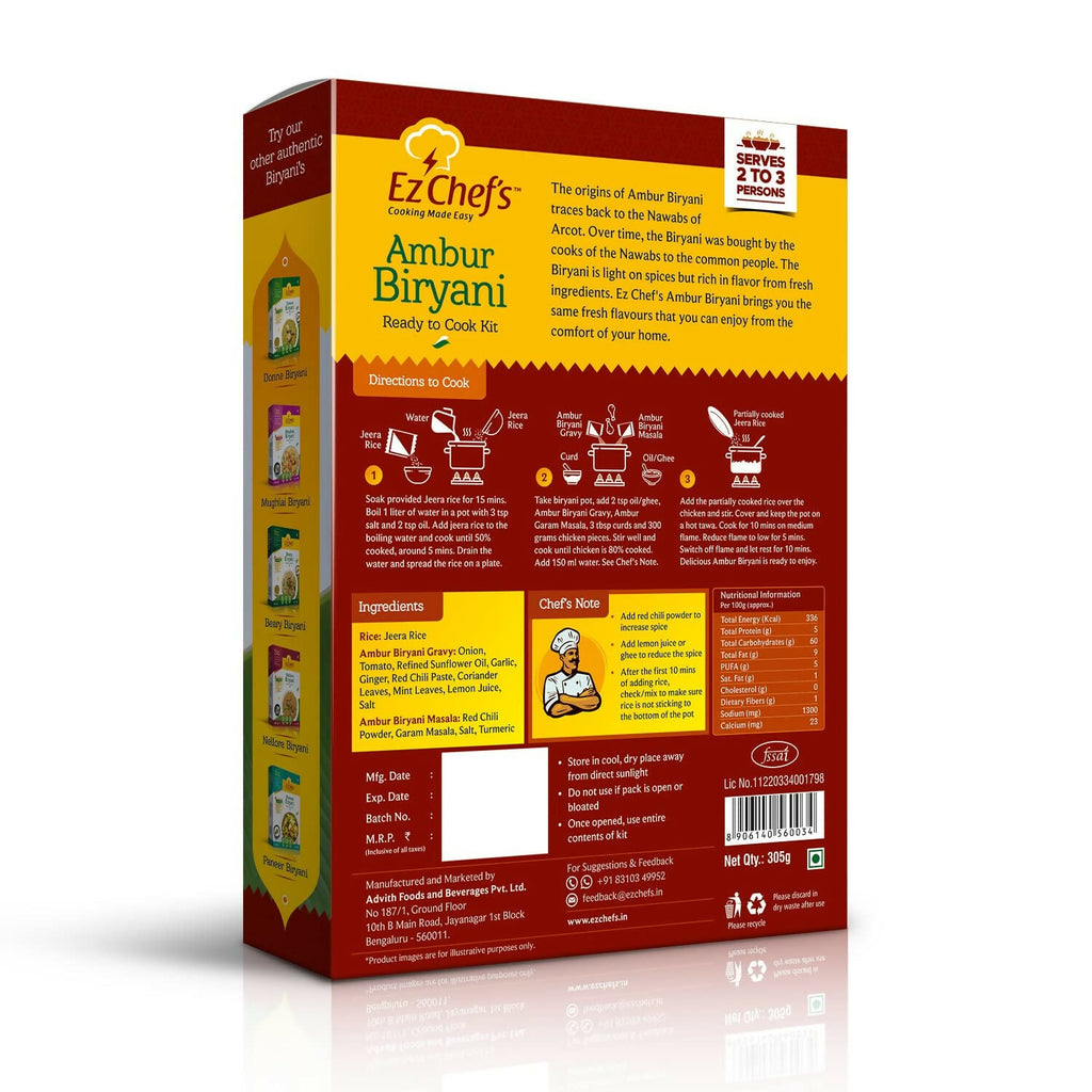 Ez Chef's Ambur Biryani Kit - Ambur's Famous Biryani | Grocsy