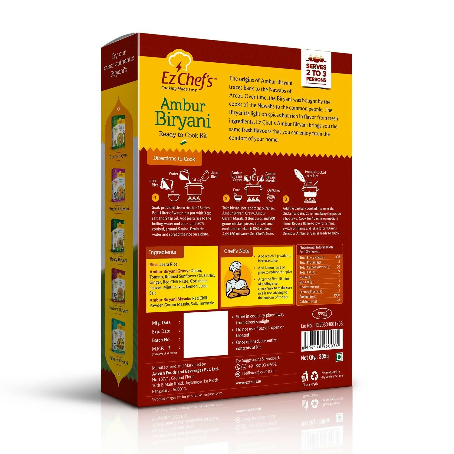 Ez Chef's Ambur Biryani Kit - Ambur's Famous Biryani | Grocsy