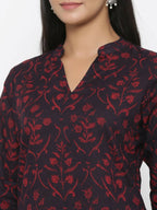 Miravan Women's Cotton Floral Print Straight Kurta Sharara Set | Grocsy