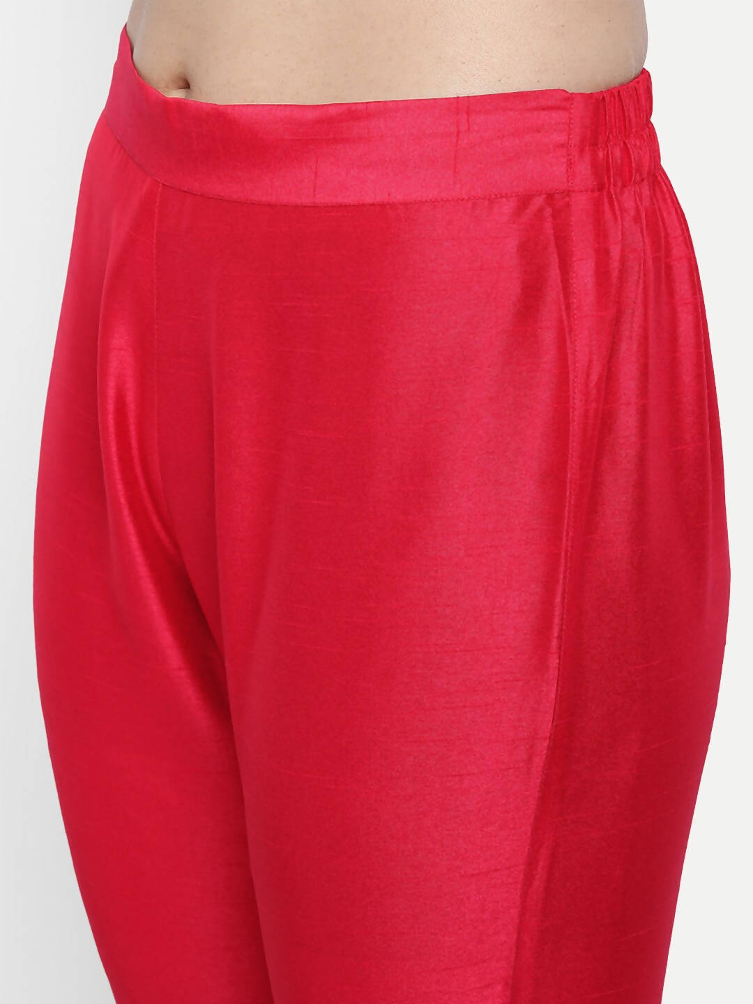 Janasya Women Pink Kurti with Trousers & Dupatta | Grocsy