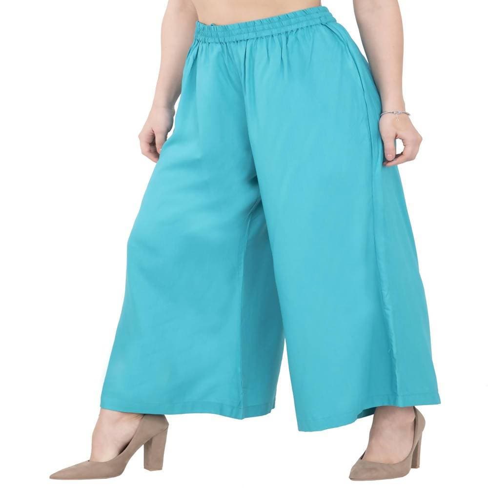 Lagi Women's Turquoise Blue Solid Palazzo (PLZ04H) | Grocsy