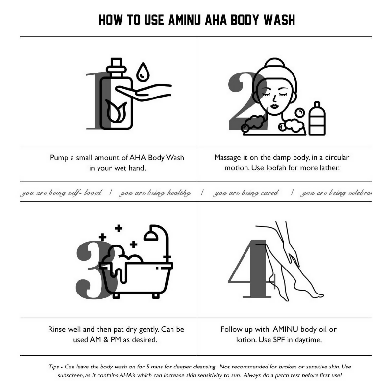 Aminu AHA Body Wash for De-Tanning, Spot-Correction | Grocsy